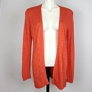 GAP Women's Orange Open Front Cardigan Knit Cotton Viscose Blend Size Small